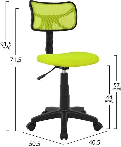 Karrige për zyre për fëmijë, ngjyrë jeshile e lehtë dhe rrjetë, FH1026.03, 40.5x50.5x91.5 cm