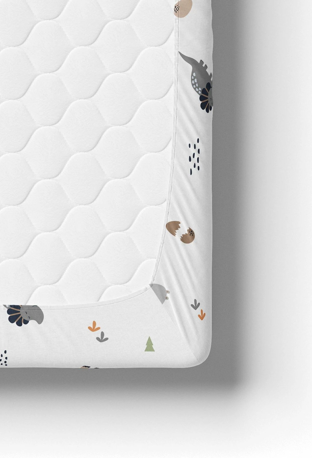 Set çarçafi me lastik për foshnje, L'essentiel, Dinozor, ranforce, gri/mustard/kafe