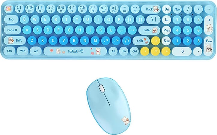 Set tastierë dhe maus wireless MOFII Baby Bear, blu