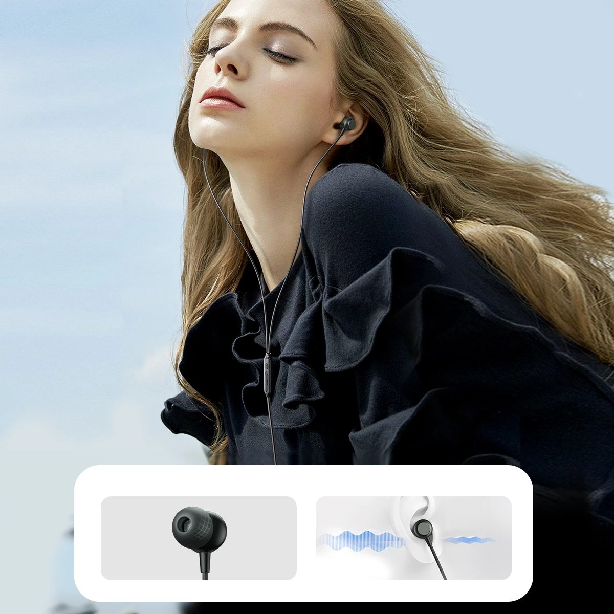 Kufje në vesh Joyroom JR-EC06, USB-C, me mikrofon, drajvera 10 mm Hi‑Fi, kabllo 1.2 m, gri