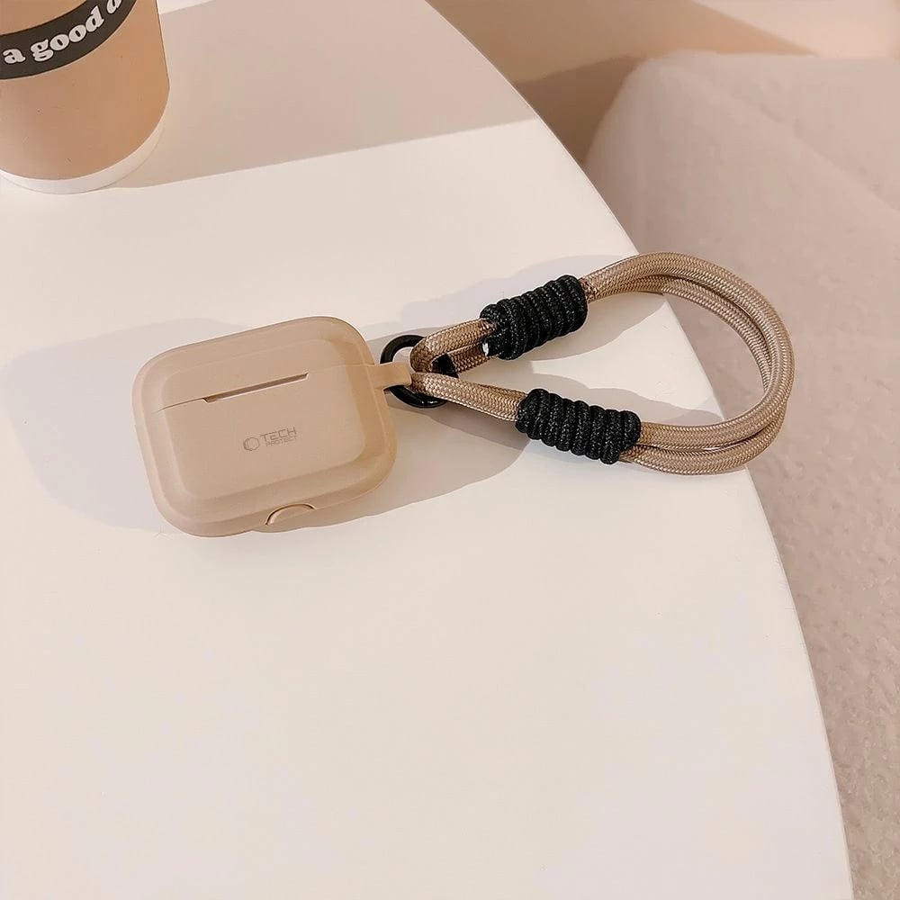 Mbështjellës Tech-Protect Silicone Rope për AirPods Pro/Pro 2, Kafe e çelët
