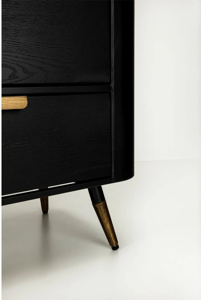 Komodë Colombo, e zezë me detaje të arta, 118x39x77