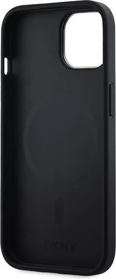 Mbështjellës DKNY Leather Checkered Mono Pattern MagSafe për iPhone 14/15/13, i zi