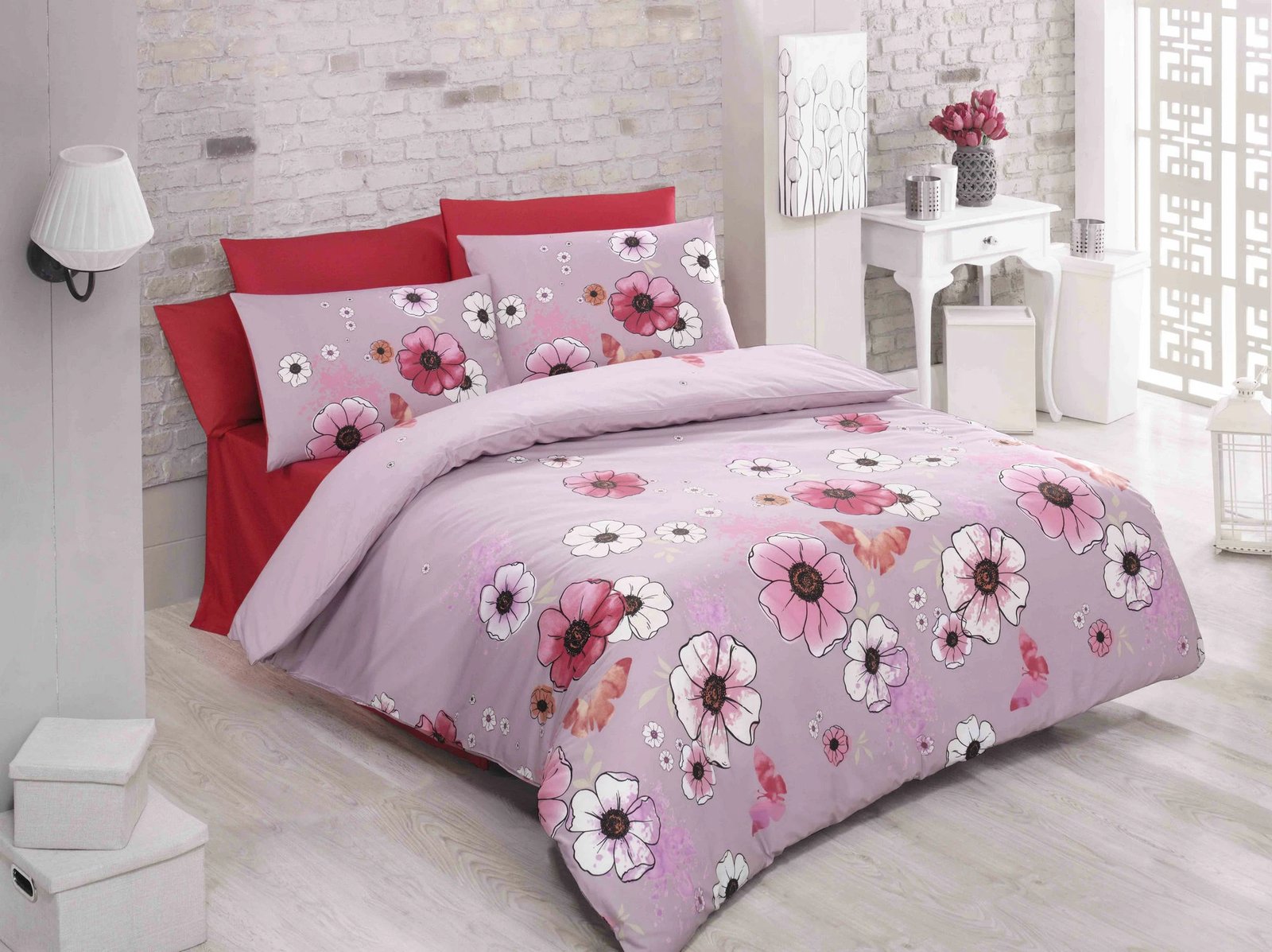 Set mbulesë për jorgan dopio Ranforce, L'essentiel, Fly Fleur