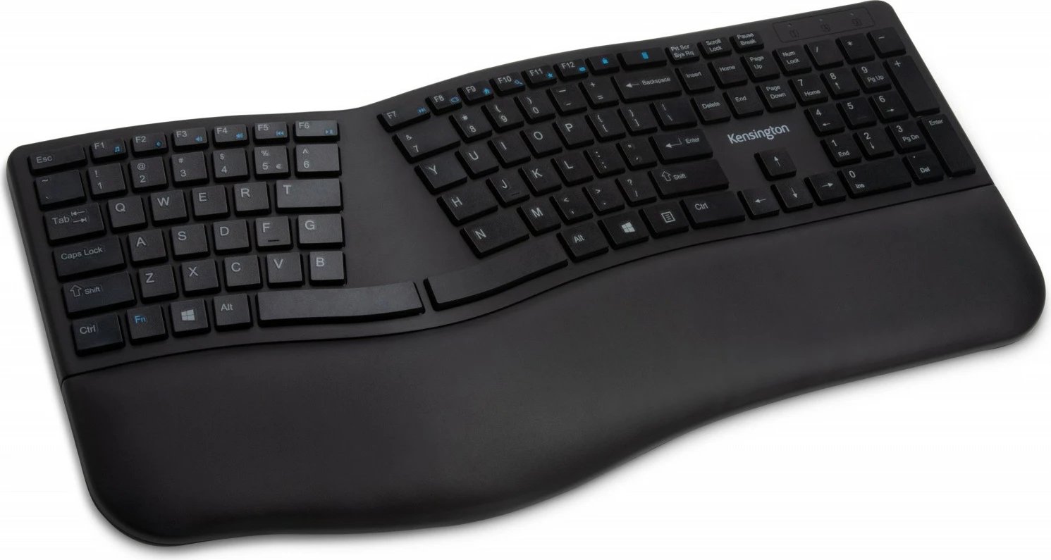 Tastierë wireless Kensington Pro Fit Ergo K75401WW, NL layout, 2.4 GHz & Bluetooth, ergonomike me mbështetëse kyçesh, e zezë
