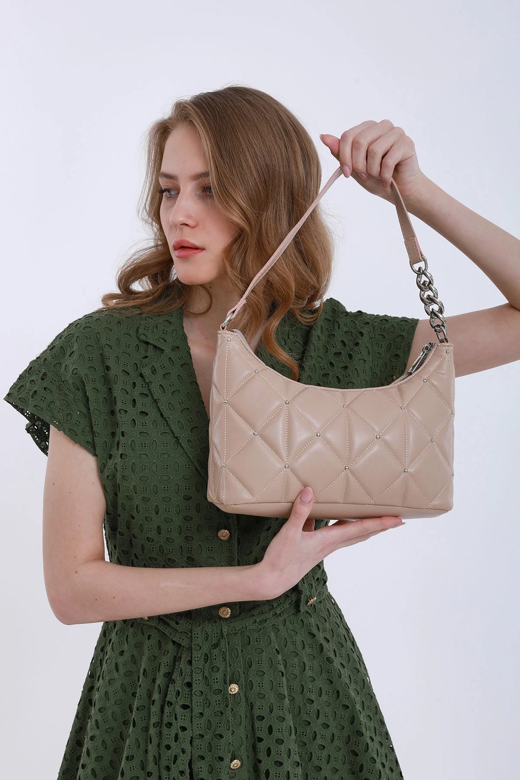 Çantë shpatullë Zoozie Bags, 22YV10-003, ngjyrë mink