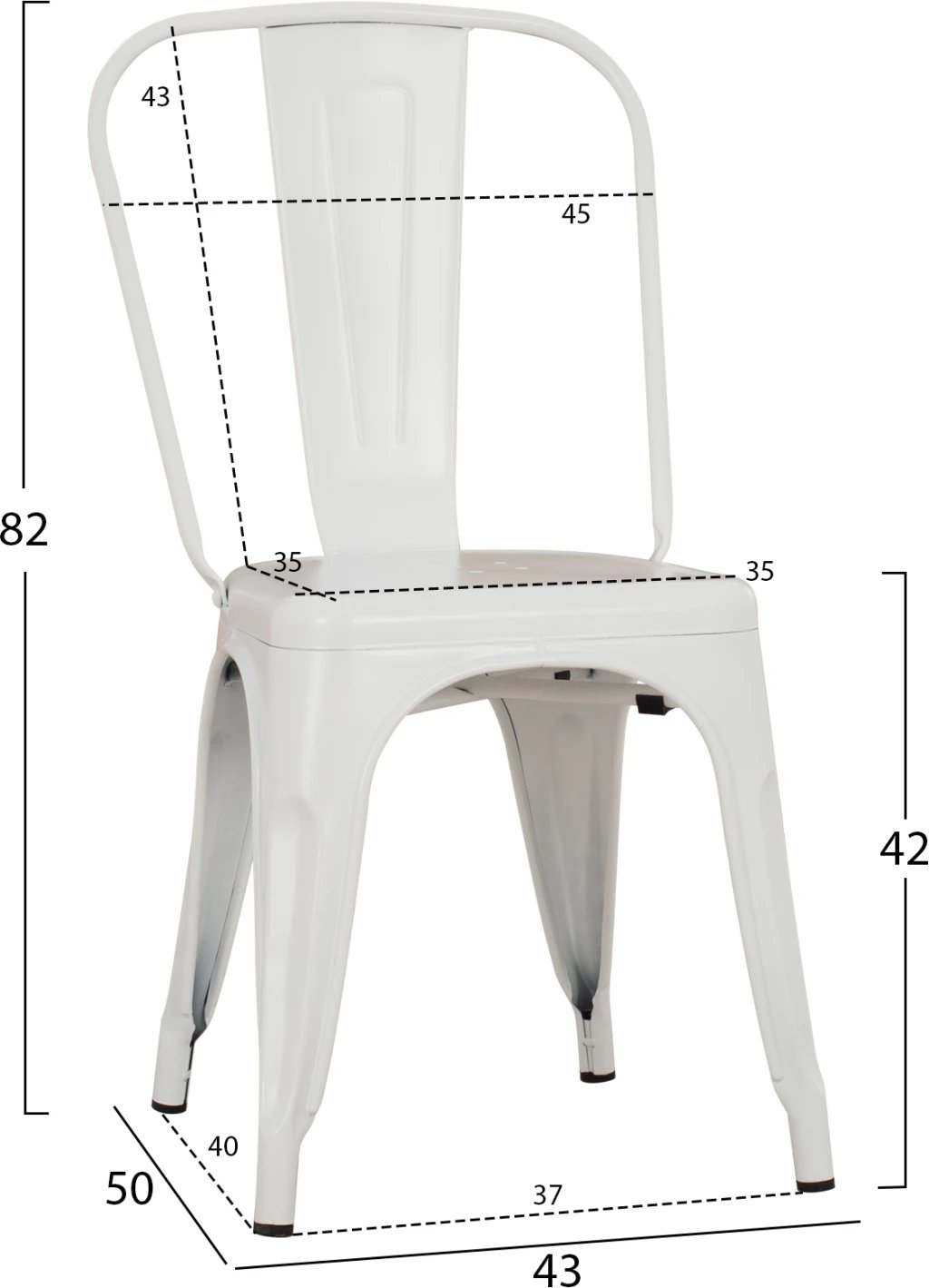 Karrige për ngrënie MELITA-PRO FH8641.41 metalike, ngjyrë e bardhë mat, 44x47x84.5Hcm