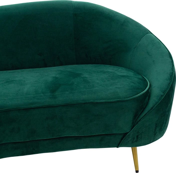 Divan treshe Amora kadife jeshile e errët - metal i artë 180x81x77cm