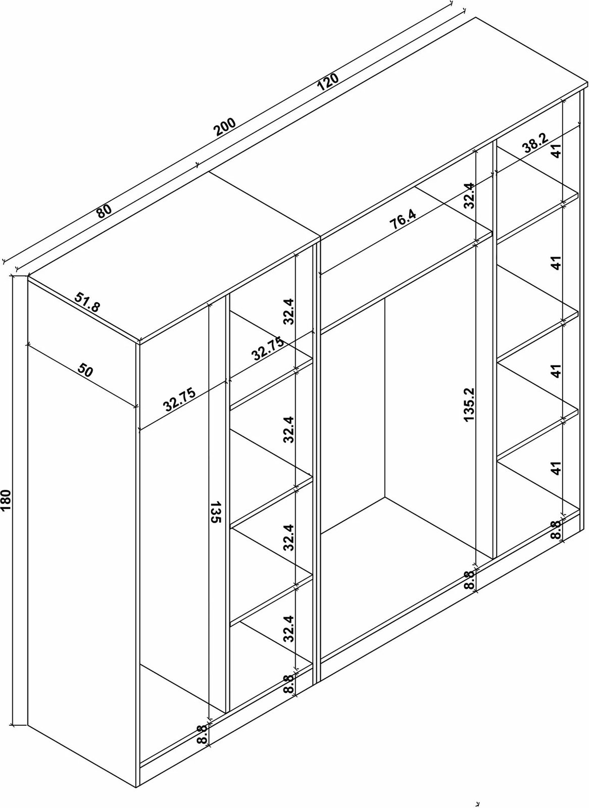Dollap rrobash Skye Decor, ngjyrë Atlantic Pine, Kardelen 1600-123