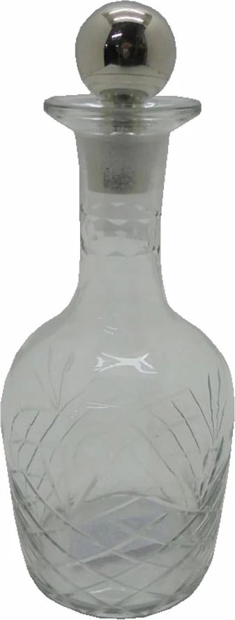 Shishe dekorative Shiran, xham transparent, kapak alumin, 12x12x27cm