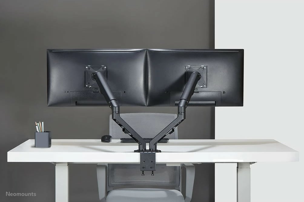 Krah monitori Neomounts FPMA-D650DBLACK, për 2 monitorë, 17-27 inç, rregullim lartësie me gas spring, ngjyrë e zezë Krah monitori Neomounts FPMA-D650DBLACK, për 2 monitorë, 17-27 inç, rregullim lartësie me gas spring, ngjyrë e zezë
