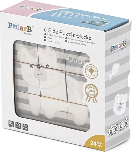 Puzzle me kuba druri, Viga, 9 pjesë kafshë, multingjyrëshe