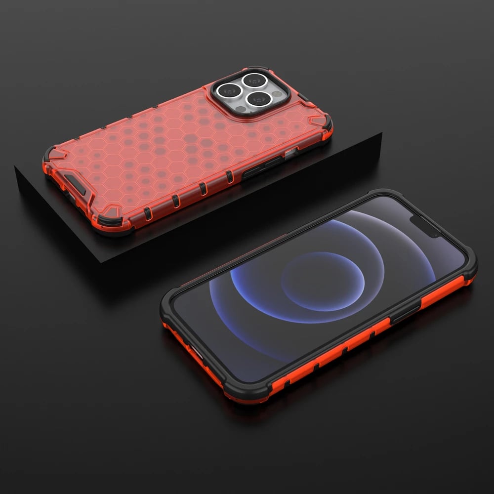Mbështjellës Hurtel Honeycomb për iPhone 13 Pro, i kuq