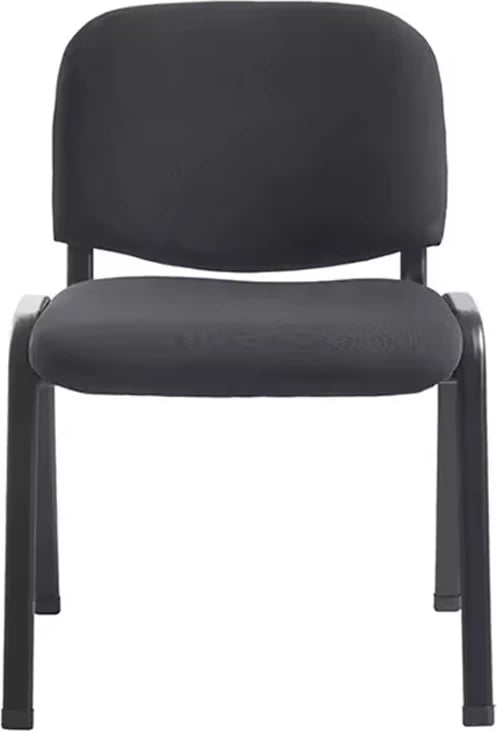 Karrige mysafirësh e grumbullueshme Anilian, pëlhurë e zezë, këmbë metalike të zeza, 55x44x77cm