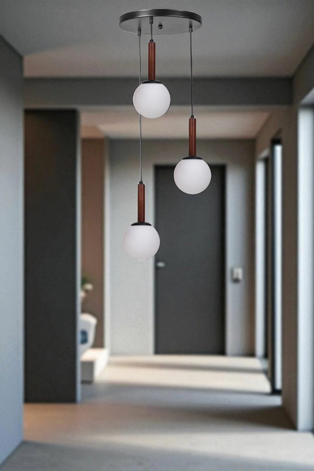 Llambadar Opviq, 9071-3, ngjyrë e bardhë, arr, e zezë