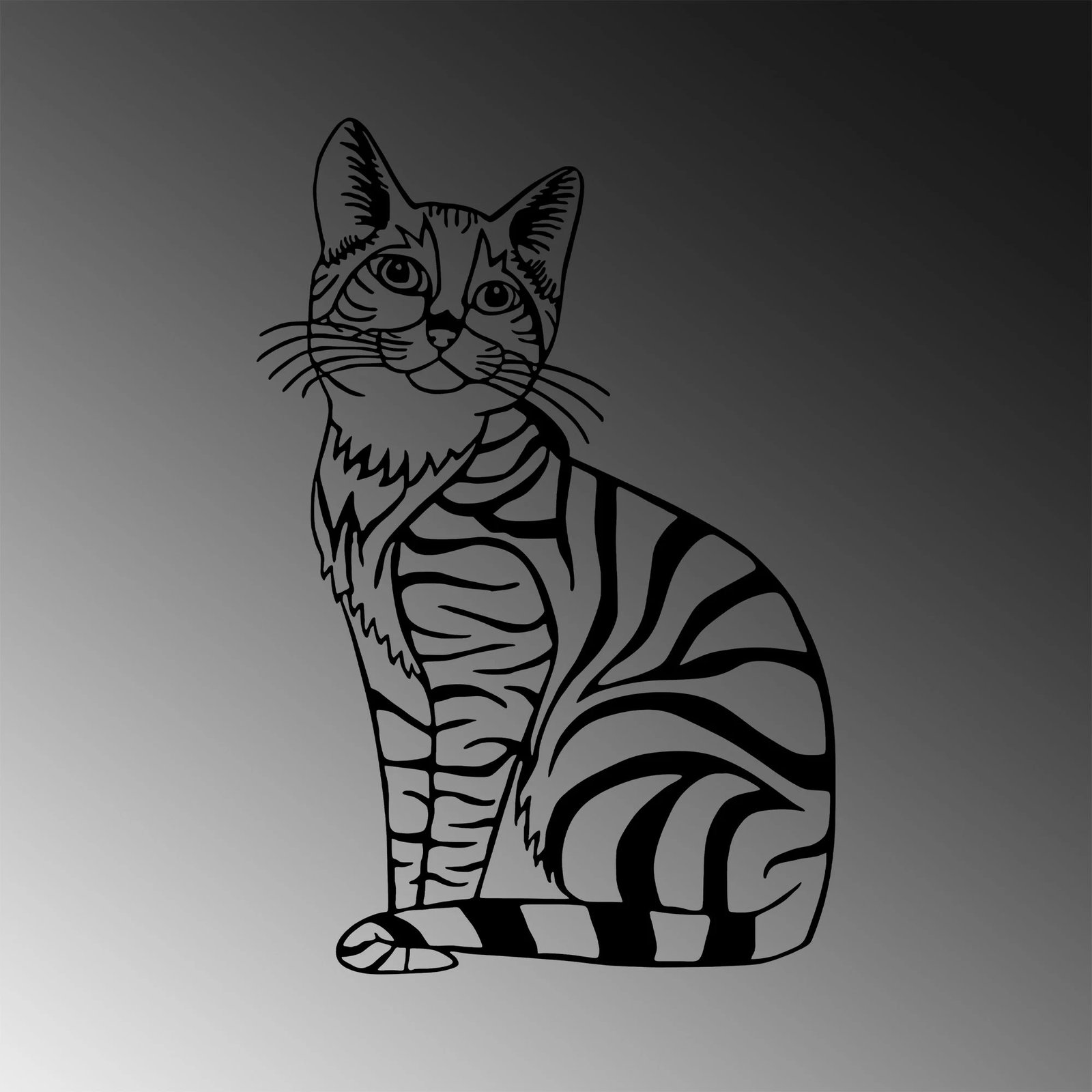 Aksesor dekorativ metalik për mur, mace, Wallity, 46x68cm