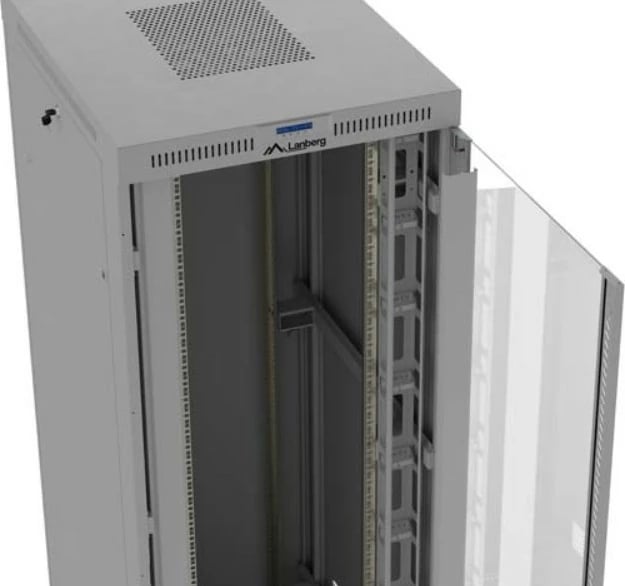 Kasë serveri Lanberg FF01-8047-12SL, 47U, me derë xhami, LCD, Gri