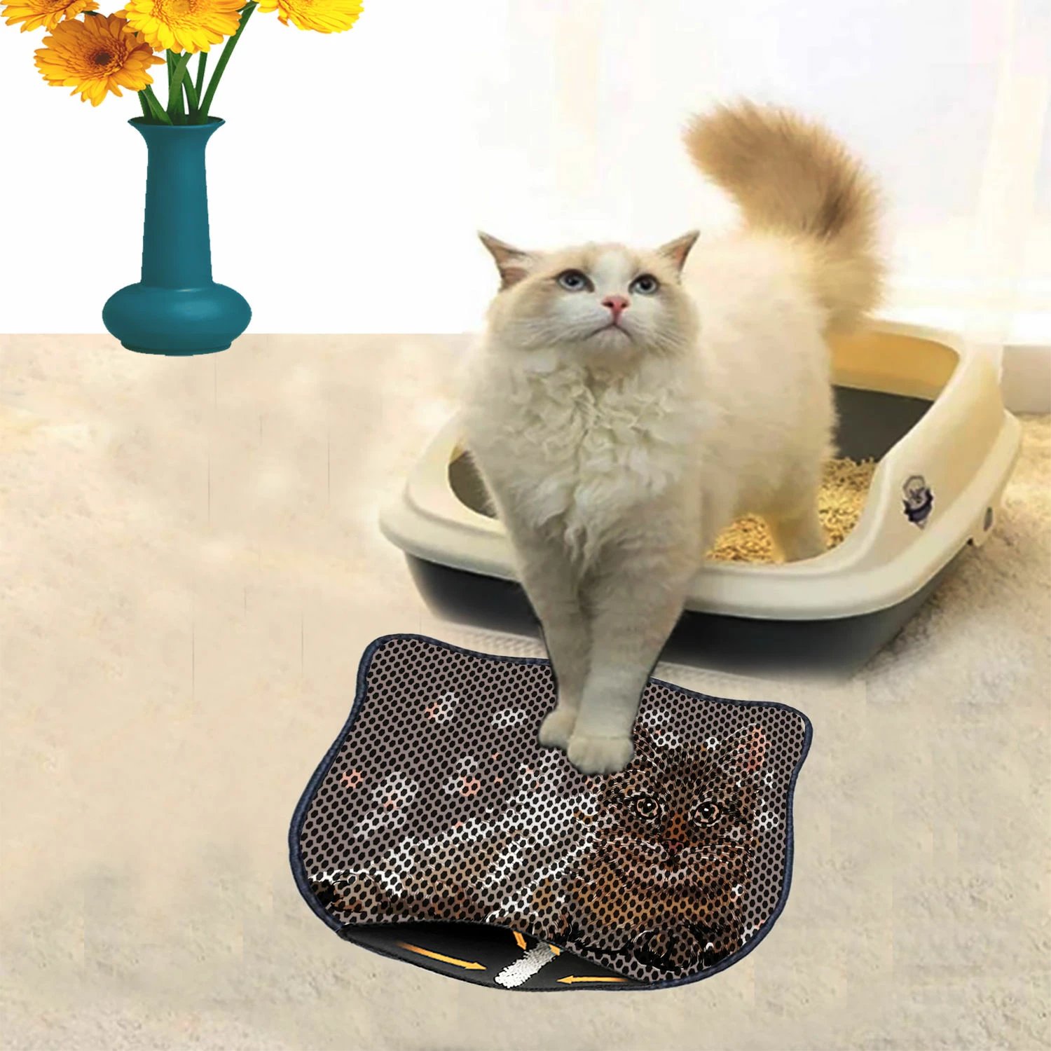 Tapet për rërë mace, shumëngjyrësh, Paws & Whiskers, Kdkafa0125, 40x50cm