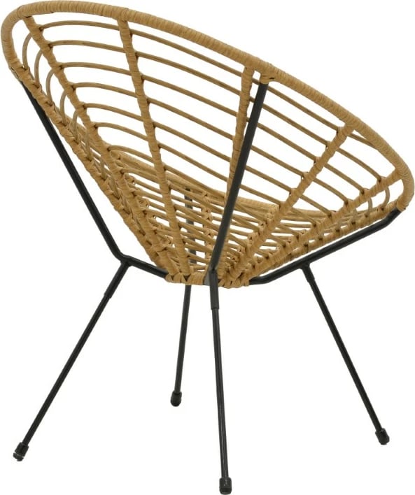 Karrige Naoki pe natyrale-këmbë metalike të zeza 78x74x87cm