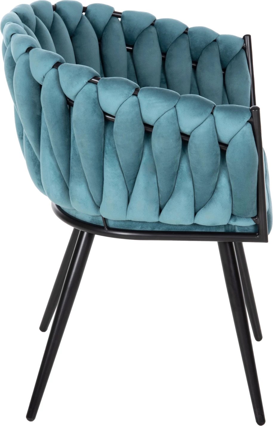 Karrige LUANDA FH8741.05 kadife ngjyrë tyrkiz-me këmbë metalike të zeza 62x54x79Hcm., set prej 2 copë