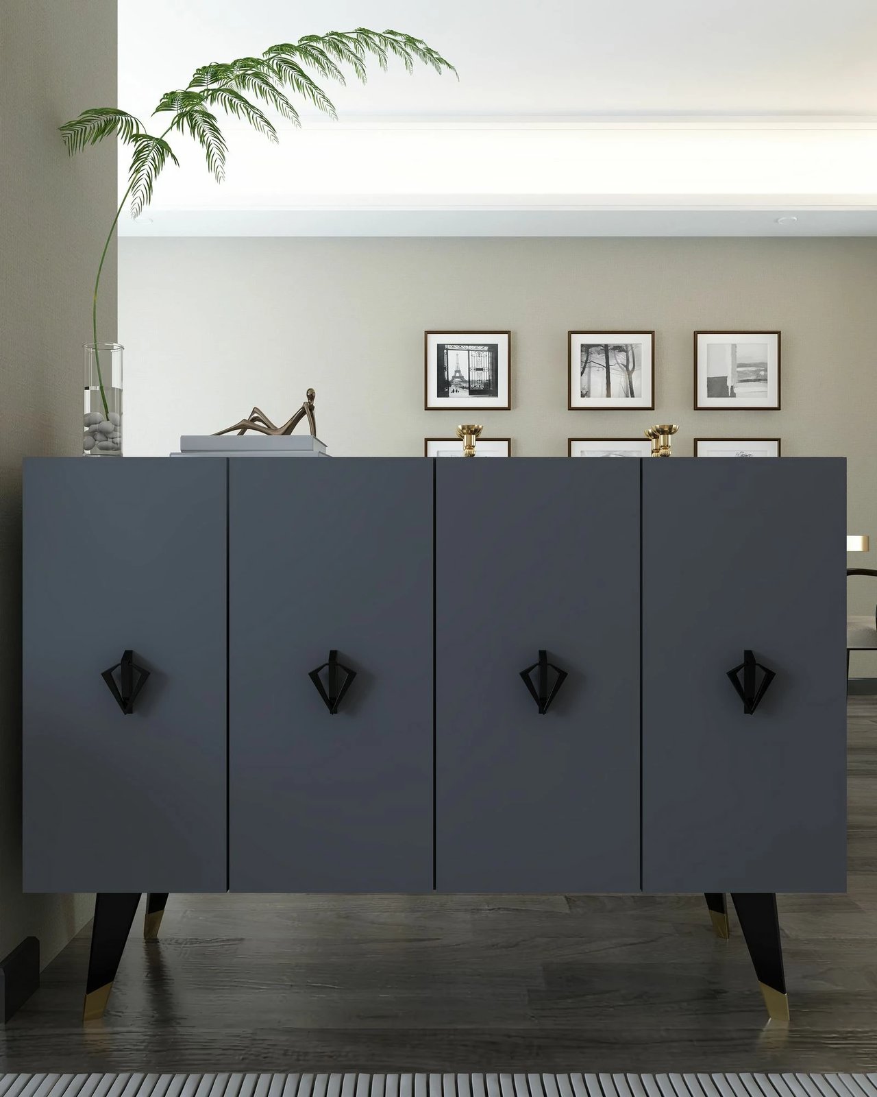 Konsol Skye Decor, anthracite, e zezë, e artë, 8166KM-32