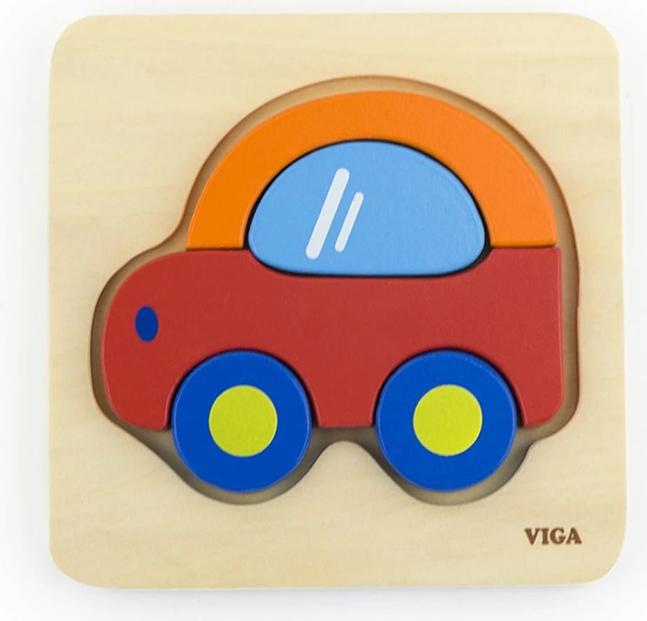 puzzle druri, Viga Car, edukativ për fëmijë 18+ muaj, 145x145x18 mm, multingjyrësh, set 5 copa