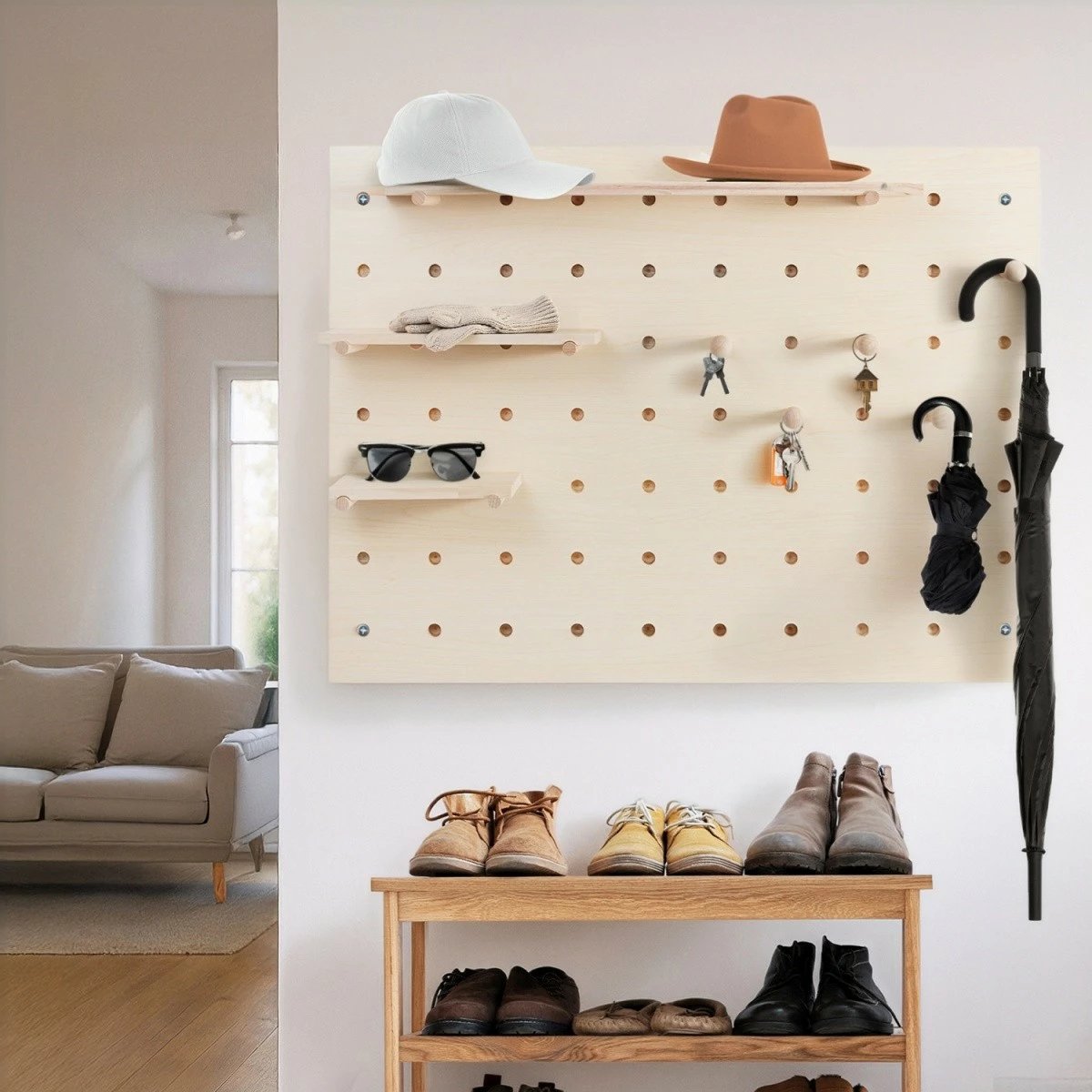 Panel organizues muri, Maclean MC-131 WD, 60x80 cm, deri 20 kg, druri i çelët Panel organizues muri, Maclean MC-131 WD, 60x80 cm, deri 20 kg, druri i çelët