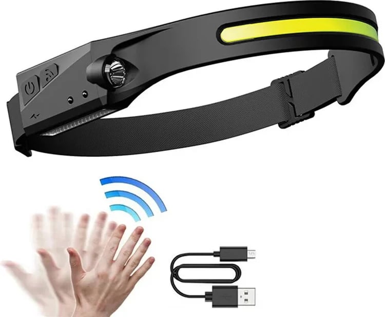 Llambë koke LED Hurtel WLCHL03 me sensor lëvizjeje, 1200 mAh, USB-C, e zezë