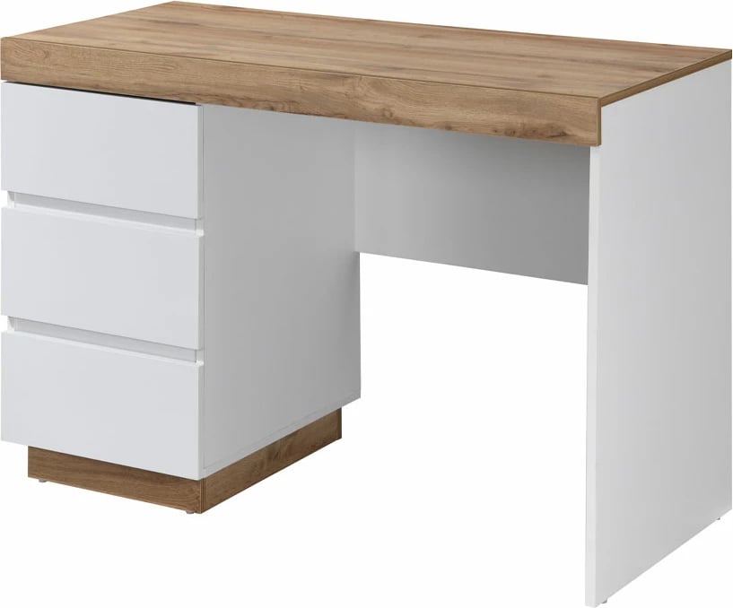 Tavolinë pune me 3 sirtarë, e bardhë/natyrale, 110x50x76 cm