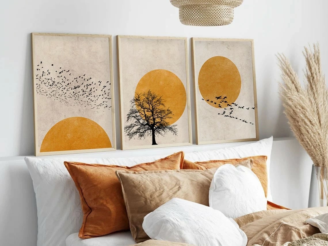 Pikturë dekorative me kornizë MDF (3 copë), Wallity, Huhu147, 50x70 cm