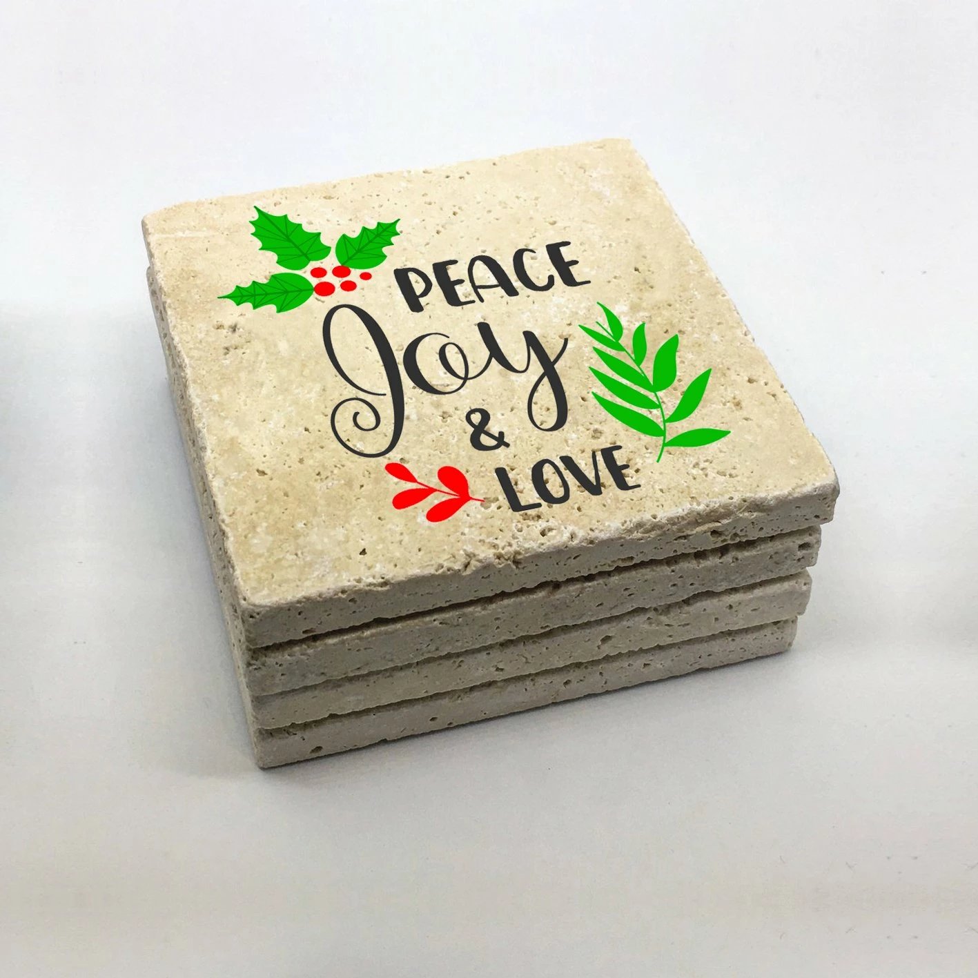 Set katror nënfilxhanësh prej guri natyral, shumëngjyrësh, Hermia, TBA122384, 4 copë