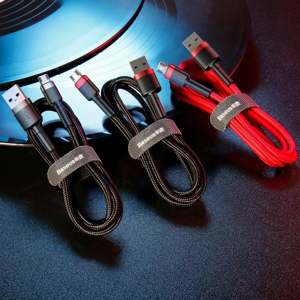 Kabllo Baseus Cafule CAMKLF-AG1, USB-A në micro USB, 0.5m, 2.4A, e zezë-gri