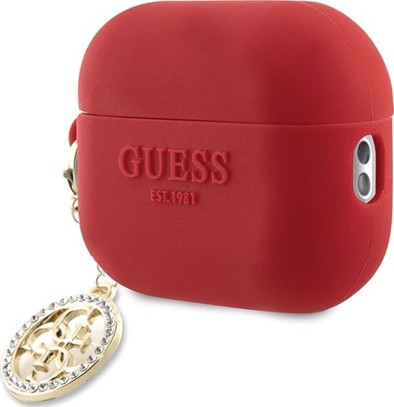Mbështjellës Guess 3D Rubber 4G Diamond Charm për AirPods Pro 2, Silikon, Kuq