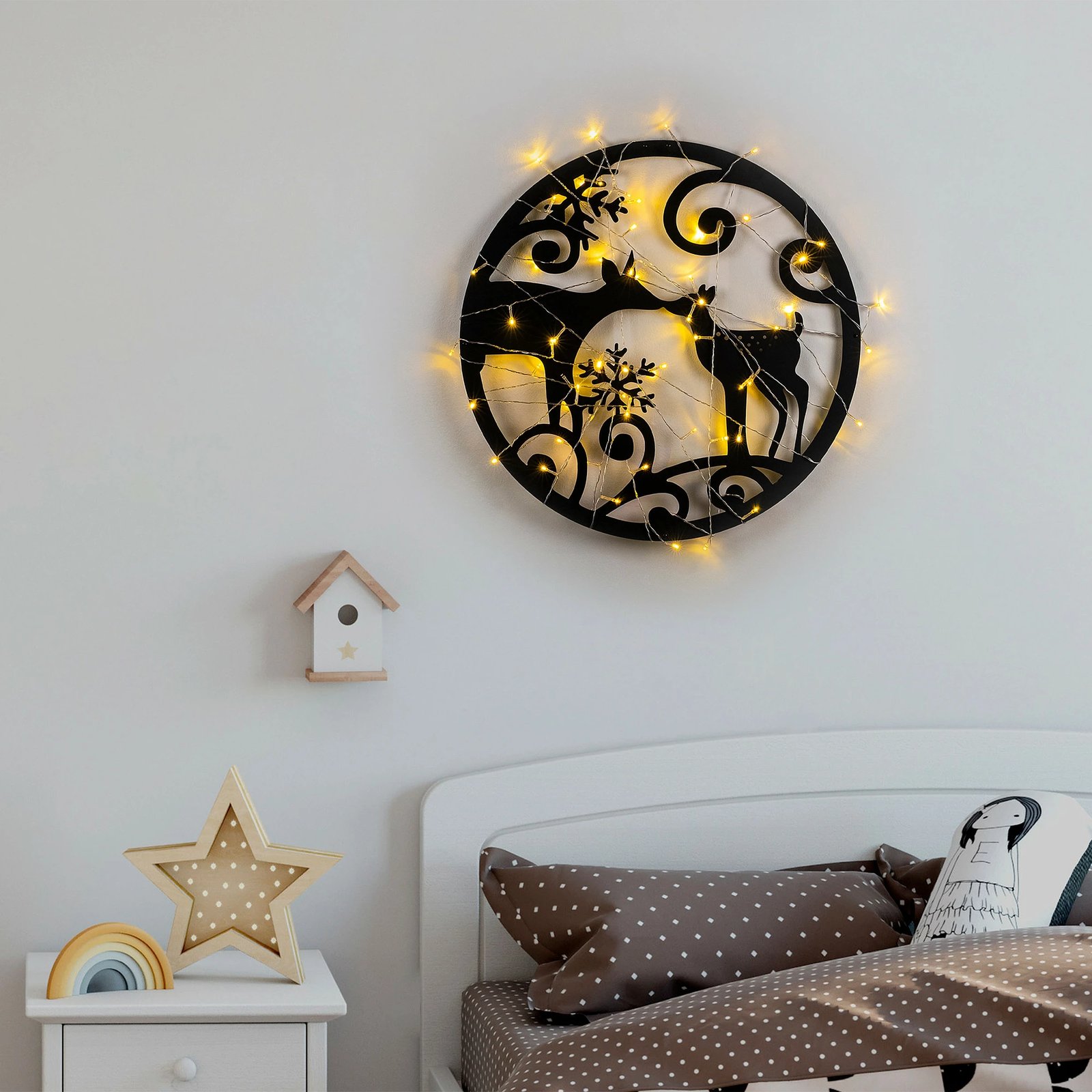 Aksesor dekorativ metalik për mur, Wallity, XMASBLACK - 029