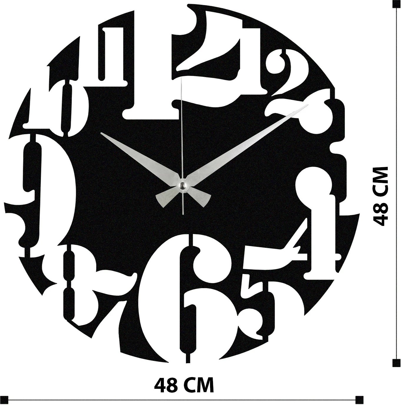 Orë muri dekorative metalike Wallity, Enzoclock - S001, e zezë, 48x48cm