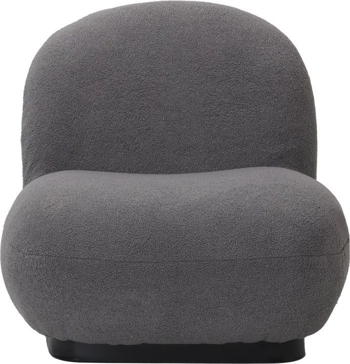 Fotel Rosalie, material teddy gri i errët, bazë e zezë, 85x82x77cm