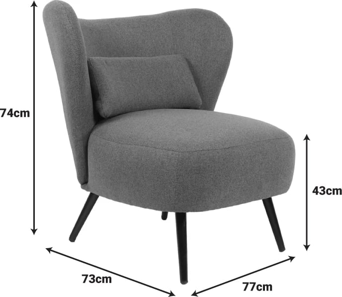 Fotel Nagreta, material krem, këmbë metalike të zeza, 77x73x74cm