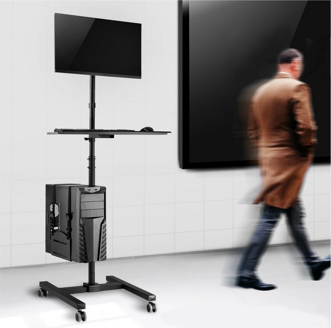 Stendë mobile për monitor dhe kasë Maclean MC-793, 17-32", e zezë