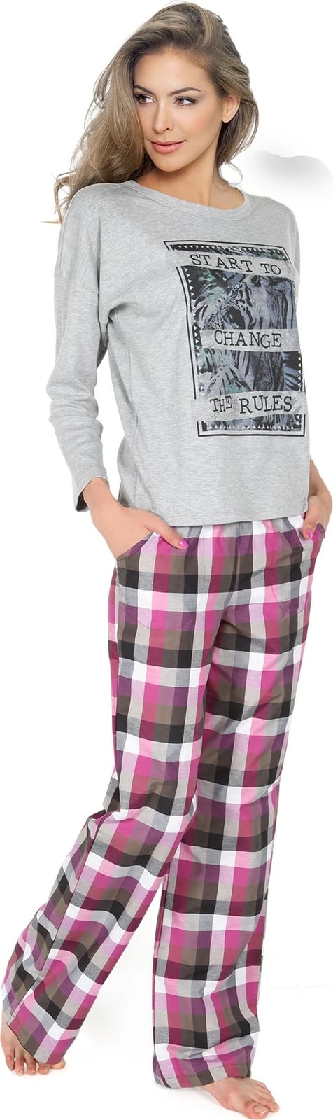 Set pizhamash për gra, Jumeon, 002-000260, gri, marl