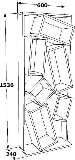 Raft librash Hanah Home, Carmen, ngjyrë e zezë dhe lis