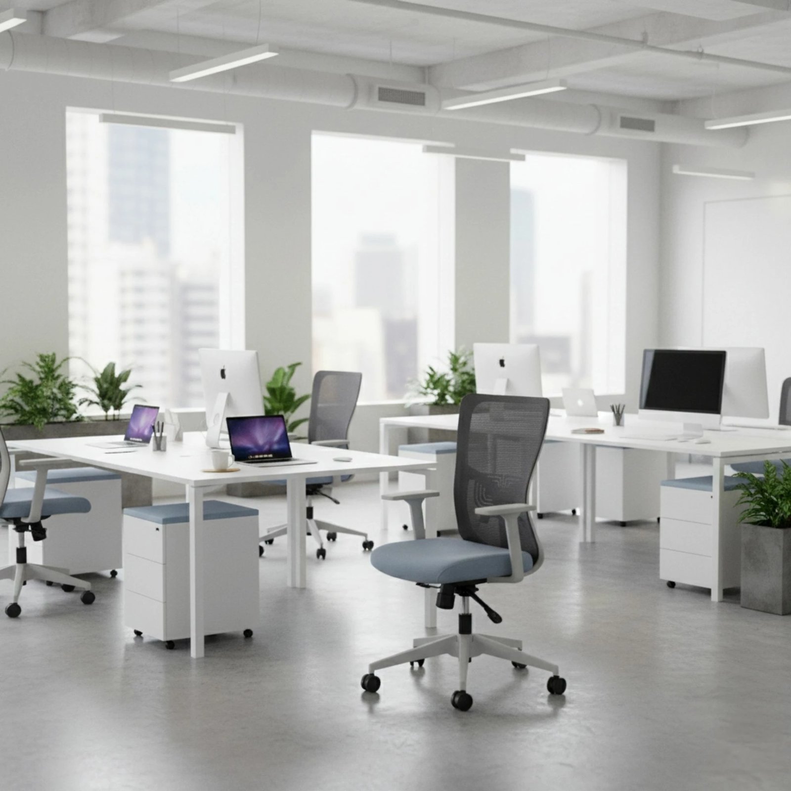 Karrige zyre Skye Decor, mbështetje mesit, 108 cm, ngjyrë gri