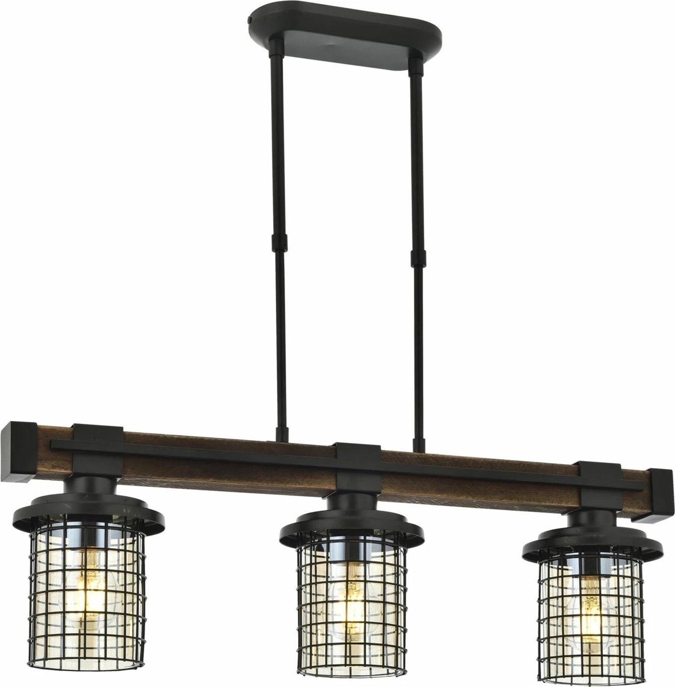 Llambë tavani Opviq, AV-4216-3EY, metal dhe xham, ngjyrë e zezë dhe lis