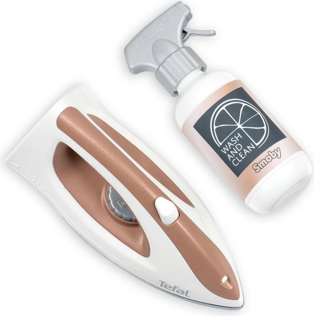 Set lodrash dërrasë hekurosjeje palosëse Smoby MiniTefal me hekur dhe sprucues, për fëmijë, zi/kafe/e bardhë