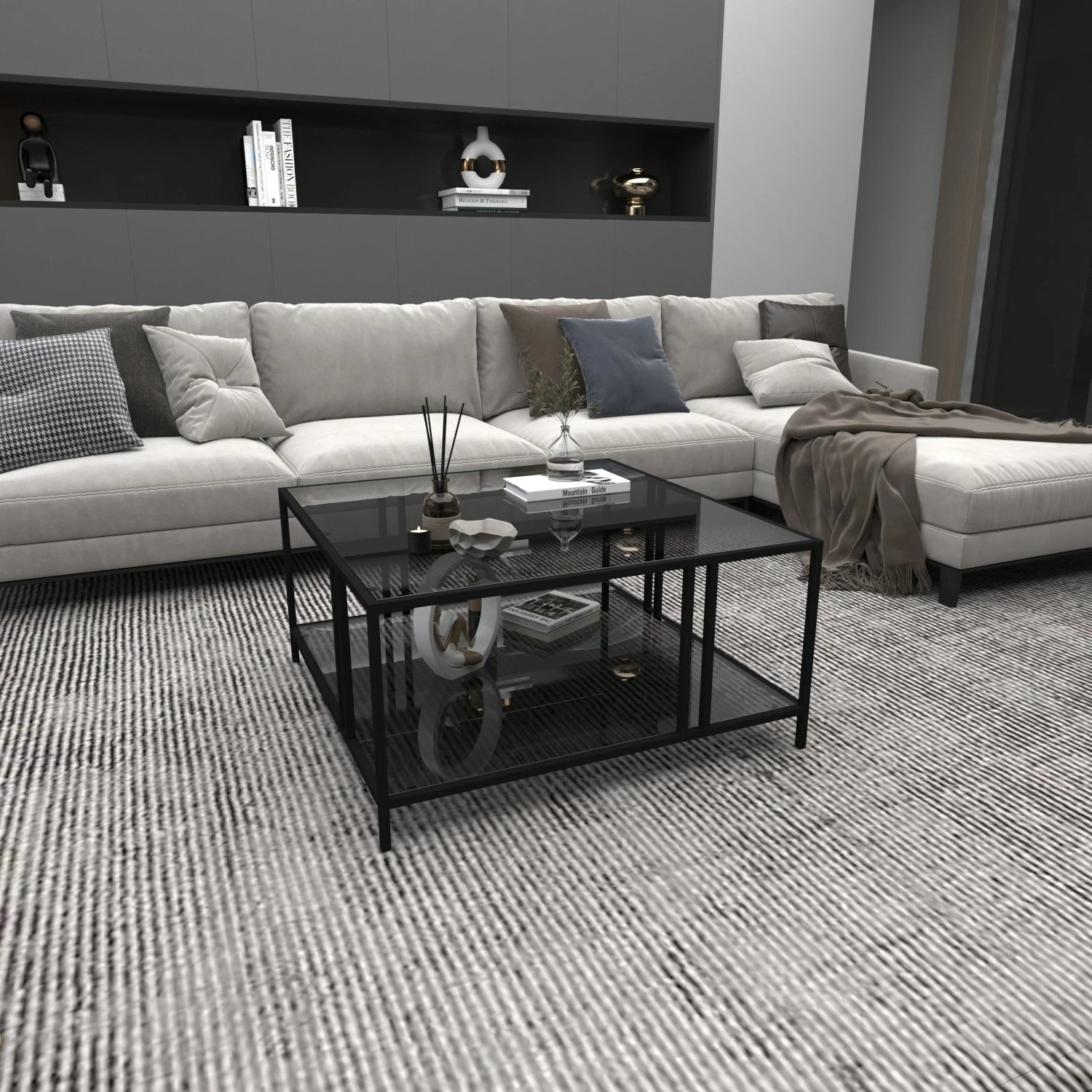 Tavolinë e ulët Hanah Home Uranüs, ngjyrë e zezë, fume