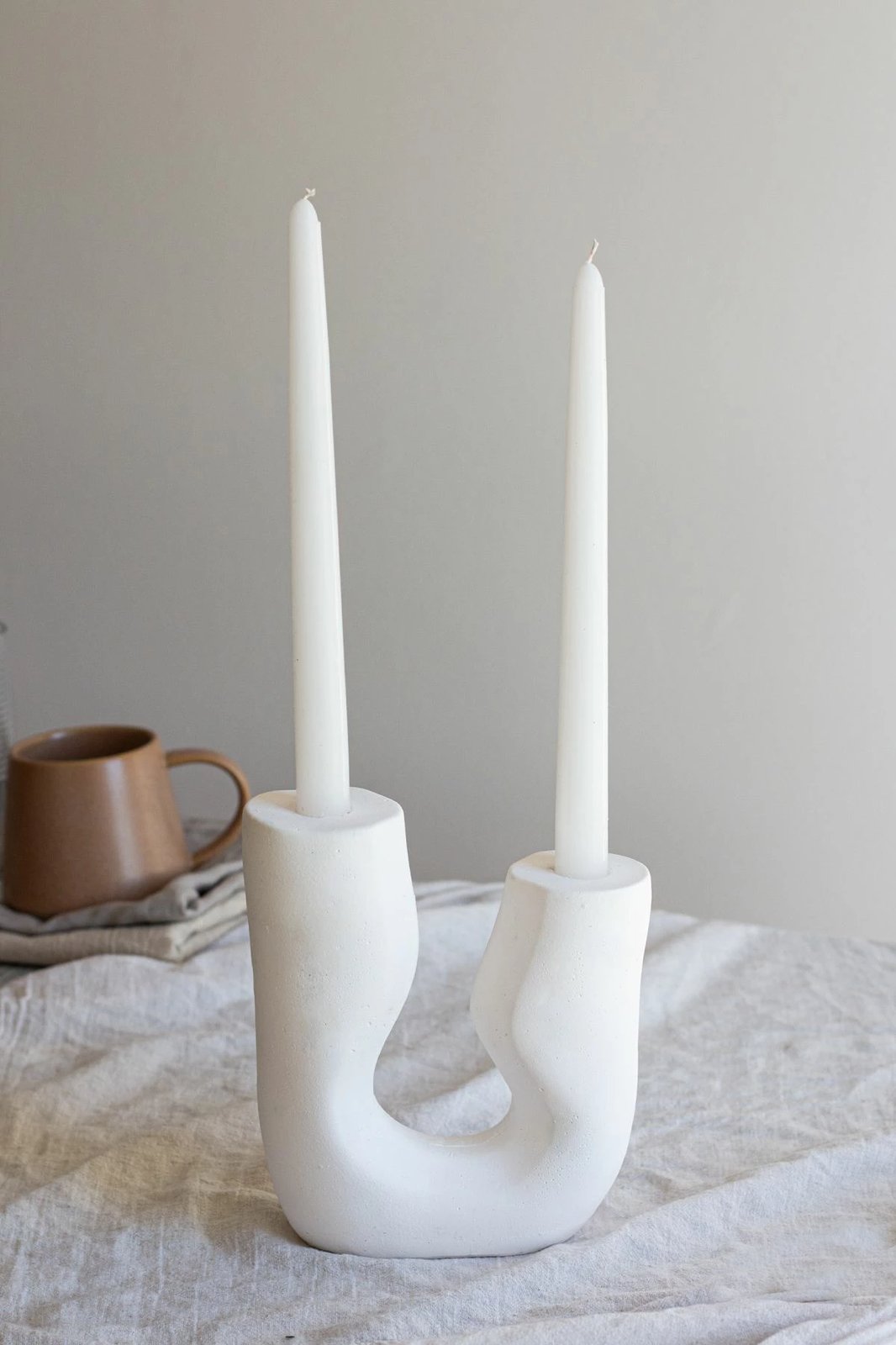 Set kandelabrash asimetrik, 3 copë, ngjyrë e bardhë, Evila Originals