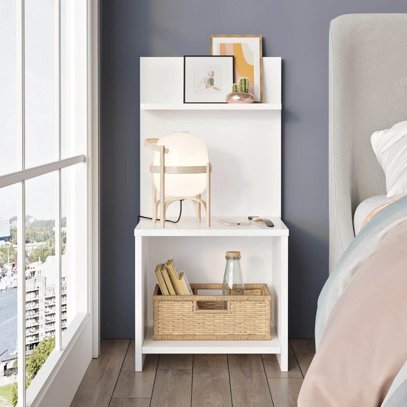 Komodinë Skye Decor, e bardhë, Ps1-W