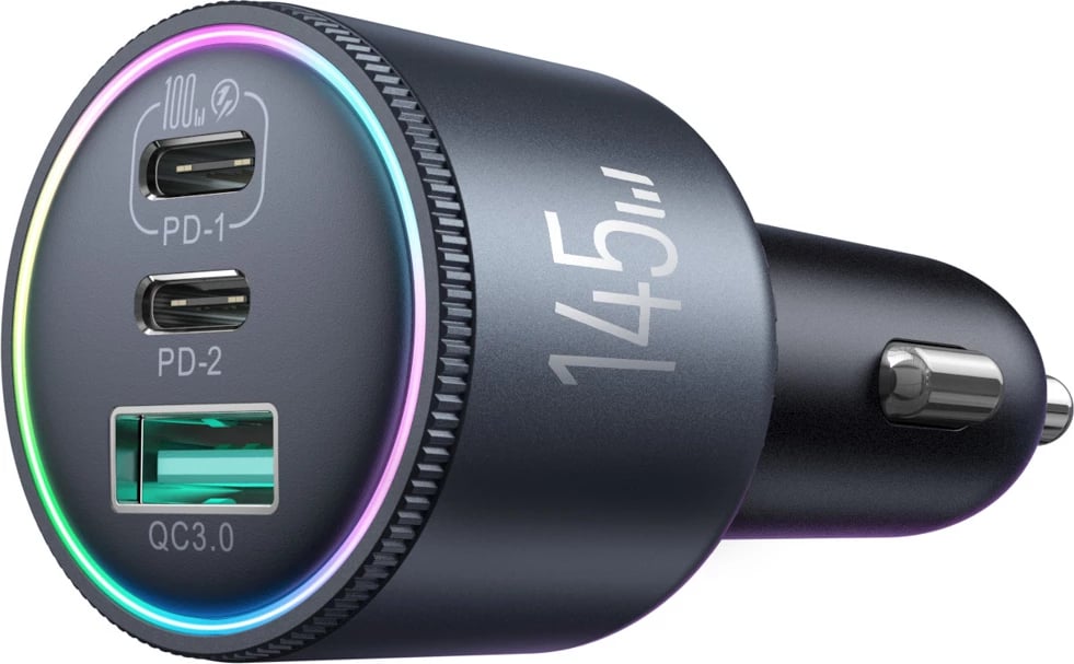 Karikues makine Joyroom JR-CCN07 145W 2xUSB-C + USB-A me kabllo USB-C 100W, gri e errët