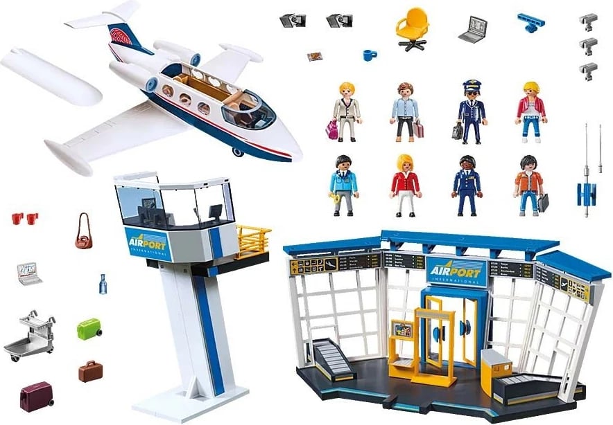 Set figurina Playmobil City Action 71153, Aeroport me Aeroplan, plastikë