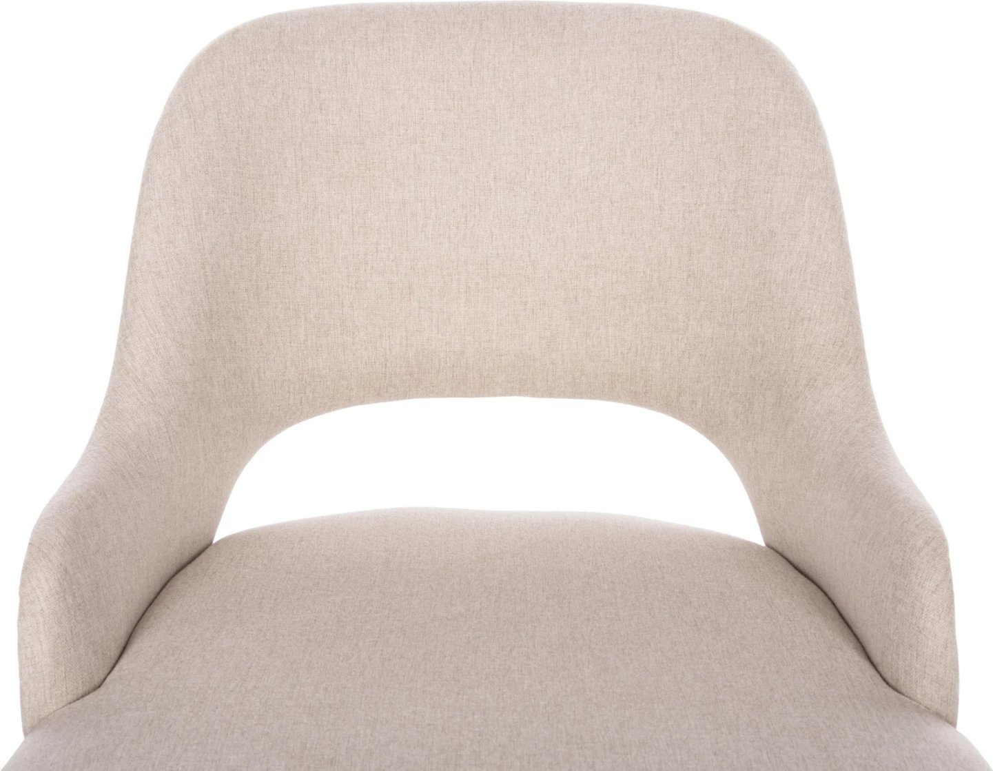 Karrige ngrënieje DELF FH9617.02, pëlhurë bezhë, këmbë metali të zeza, shpinë druri ngjyrë lisi, 48x55x76 cm, set prej 2 copë