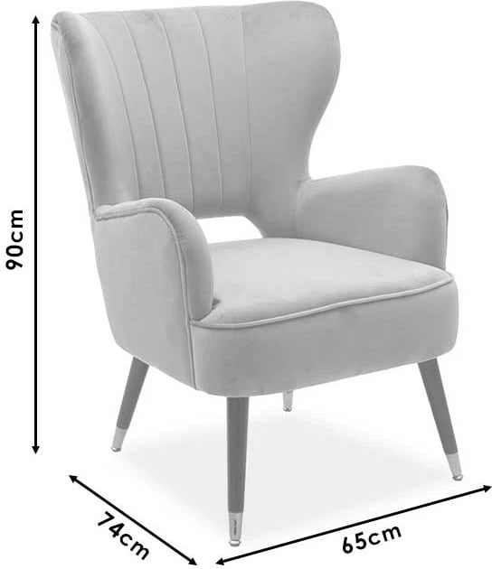 Fotel Lark në kadife të zezë 65x74x90cm
